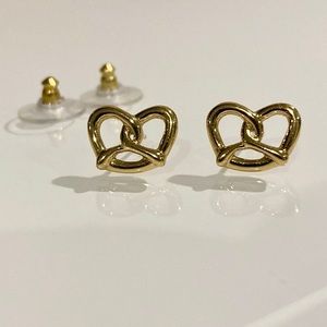 Kate Spade NYC Twist and Shout pretzel earrings. 12K gold plated studs.
